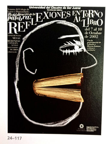 Cartell "Relfexiones en torno al libro", dissenyat per Alejandro Magallanes