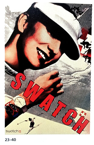 Cartell publicitari de la marca de rellotges Swatch, dissenyat per Paula Scher