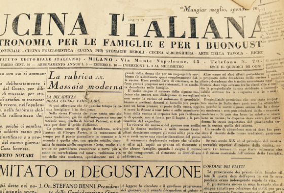 Umberto Notari pubblica il primo numero di "La cucina italiana"