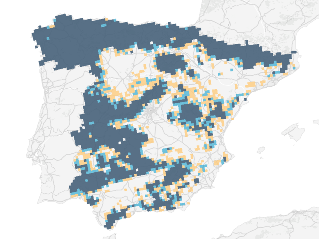 1850, MAPA DE LA PRESENCIA DEL LOBO EN ESPAÑA