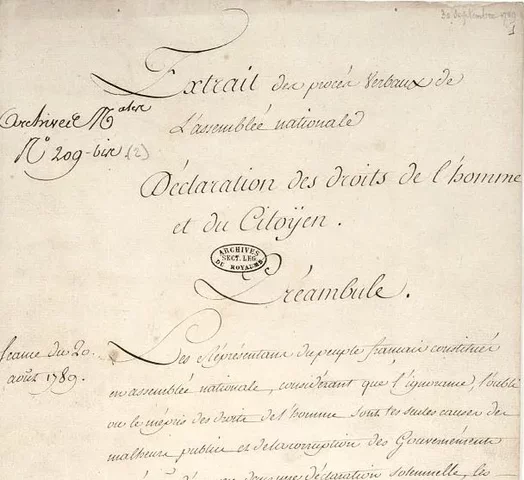 Declaration des Droits de l'Homme et du Citoyen (La Declaración de los Derechos del Hombre y del Ciudadano)