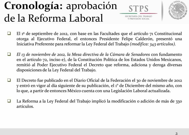 Segunda Reforma a la Ley Federal del Trabajo