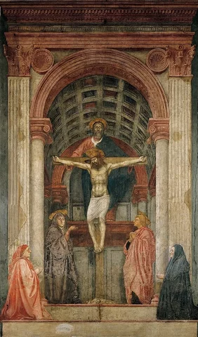 Sagrada Trinidad con la Virgen, San Juan y donantes, de Masaccio