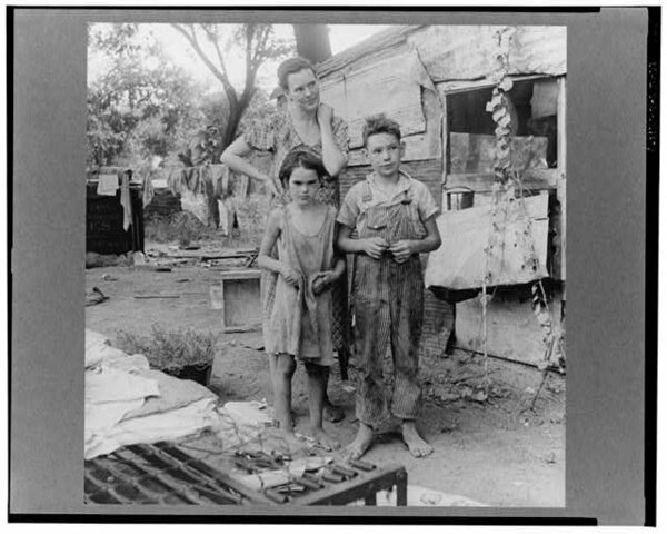 Familia de campesinos pobres en Oklahoma