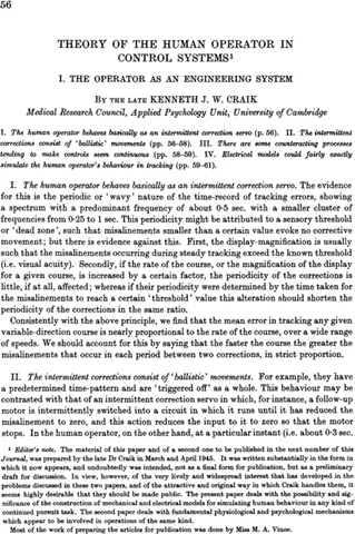 Theory of Human Operators in Control Systems