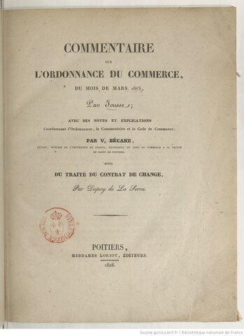 ORDONNANCE DE COMMERSE TERRESTRE DE 1673