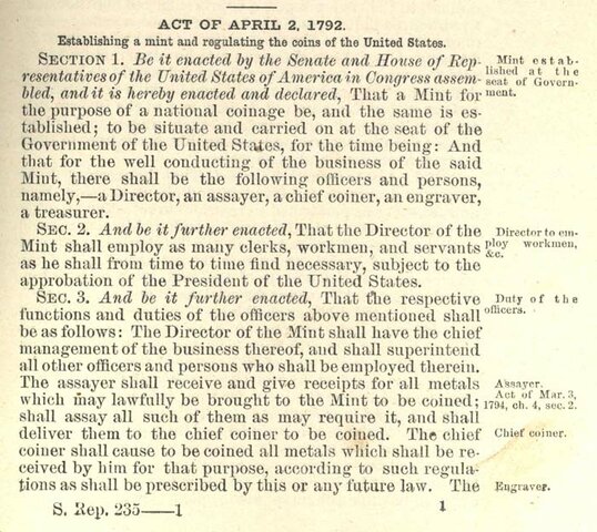 Congress passed the Coinage Act