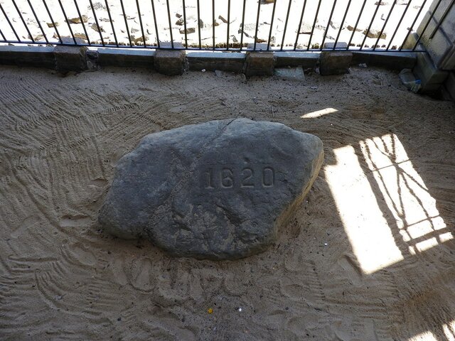 Pilgrims land at Plymouth Rock