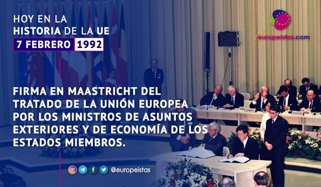 Firma del tratado de la Unión Europea