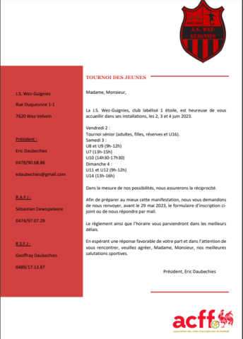 Tournoi JS Wez-Guignies