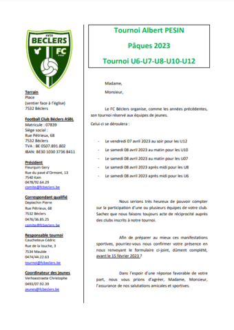Tournoi FC Béclers