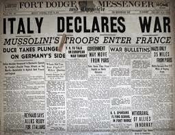 italy Declares War on Britain and France