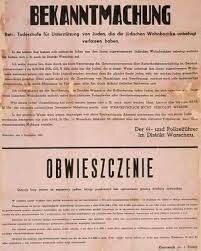 Announcement of Death penalty for aiding Jews