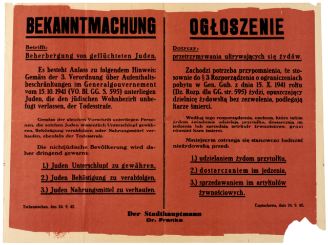 Announcement of Death Penalty for Aiding Jews