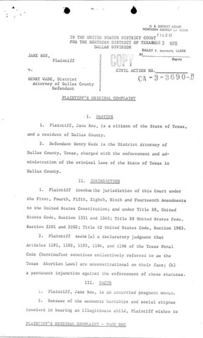 Supreme Court Case Roe v. Wade