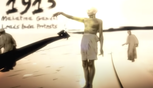 mahatma gahndi leads idian protestors 1915