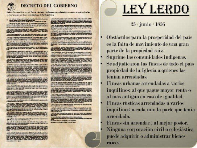 Época Independiente. Ley de Lerdo