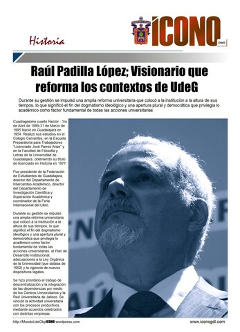 Plan de Desarrollo Institucional presentado por el rector de la Universidad de Guadalajara Raúl Padilla López