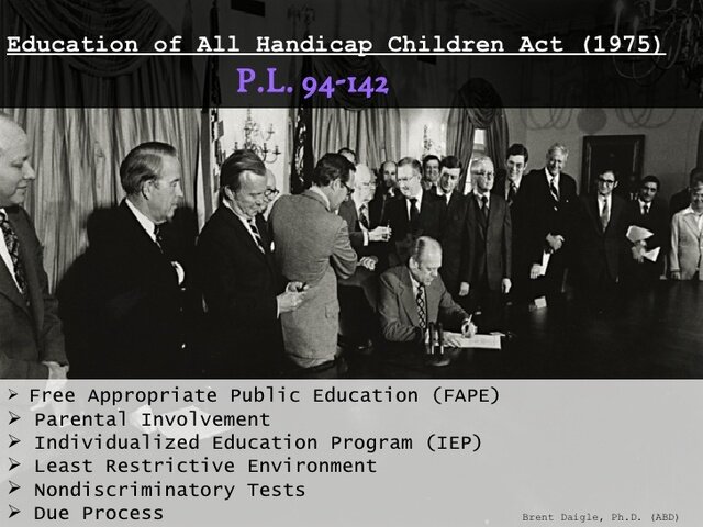 The Education for All Handicapped Children's Act (PL 94-142) 1975