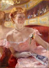 Dona amb un collar de perles en la llotja (Cassatt)