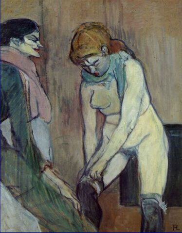 Dona pujant-se les calces (Toulouse-Lautrec)