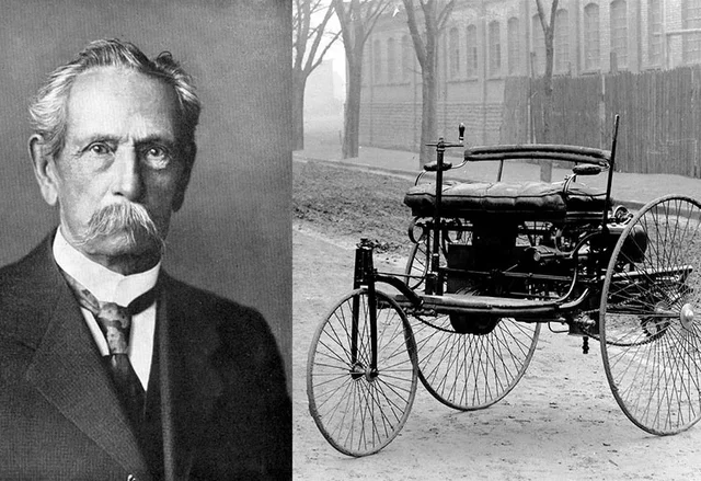 Karl Benz uses an engine in the first automobile
