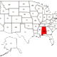 Alabama map showen on the united states