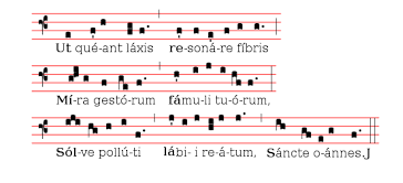 Guido de Arezzo da nuevos nombres a notas musicales.