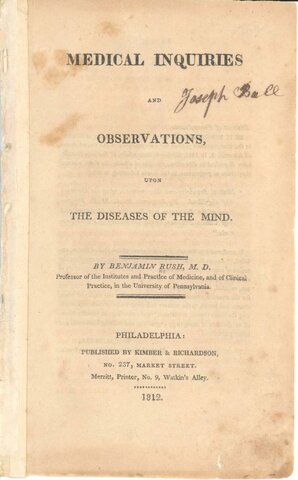 Medical Inquiries and Observation upon the Diseases of the Mind