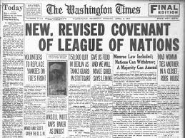 Draft of the Covenant of the League of Nations was completed.