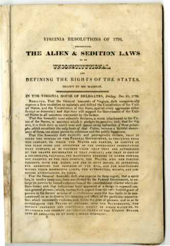 Alien and Sedition Acts