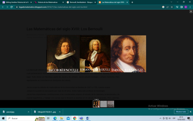 Bernoulli, familiaJakob (Basilea, Suiza),Johann (Basilea) y Daniel (Groninga, Holanda,Basilea)