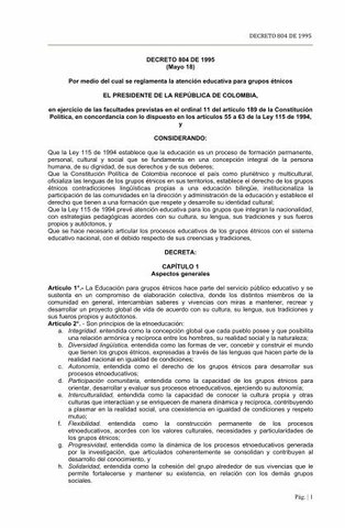 DECRETO 804 DE 1995