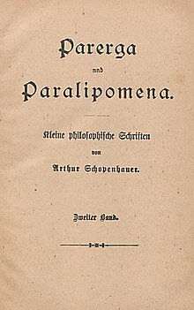 "Parerga y Paralipomena" de Schopenhauer
