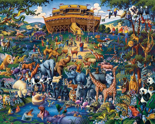 Noah and his ark with the flood