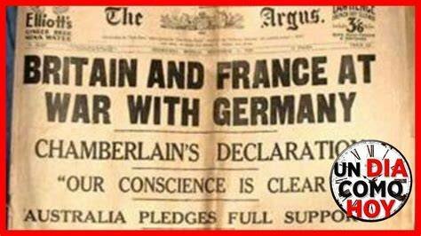 El Reino Unido de Gran Bretaña e Irlanda declara la guerra al Imperio alemán.