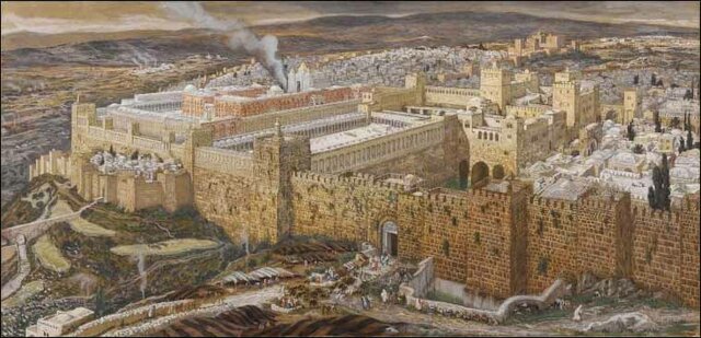 The fall of Jerusalem by the Roman General Pompey
