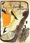Jane Avril baila en el Jardins de Paris, Toulusse-Lautrec (cartelismo)