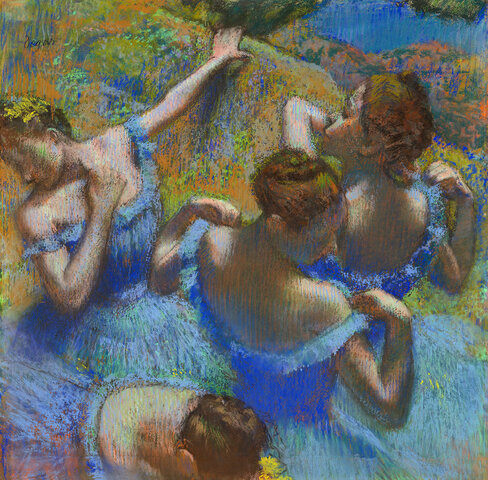 Degas dipinge "Quattro ballerine in blu"