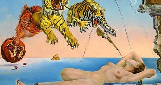 Sueño causado por el vuelo de una abeja alrededor de una granada segundos antes de despertar, Dalí (surrealismo)