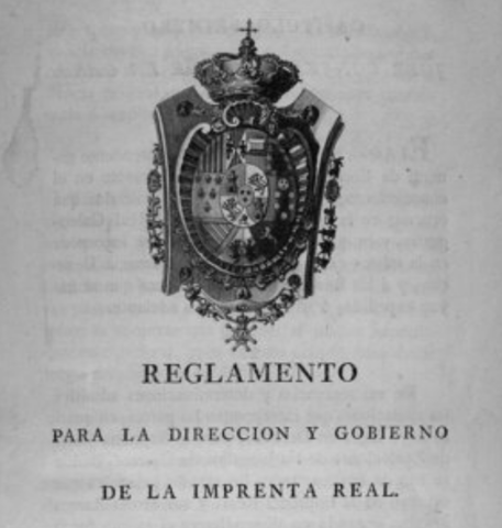 Se aprobó el Reglamento para la Imprenta Real, incluyendo el de la Real Calcografía.