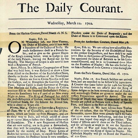 Primer periódico en inglés: