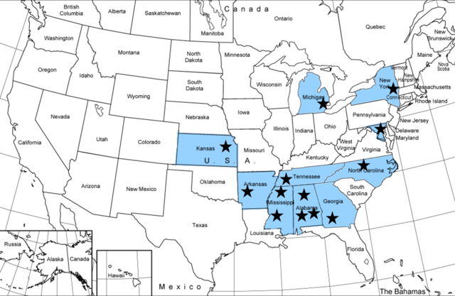 Map of Civil Rights Movement