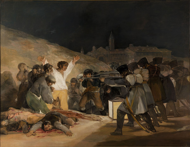 Fusilamientos de civiles madrileños a manos de las tropas francesas.