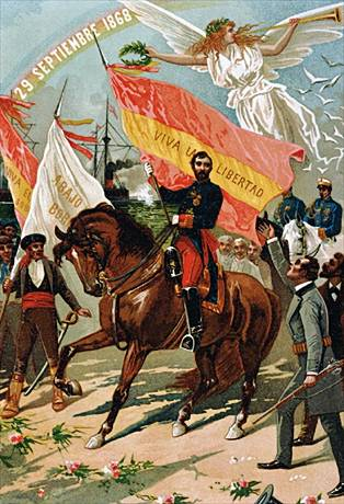 Revolución de la Gloriosa. Exilio de Isabel II