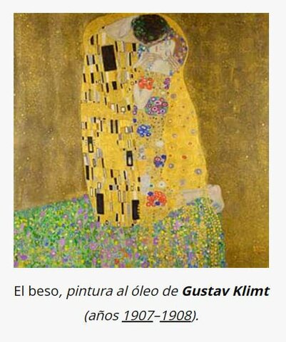 Obras más representativas: El beso, de Gustav Klimt