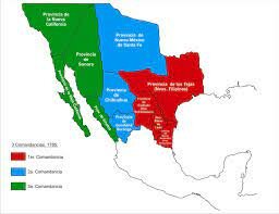 División de la Nueva España en intendencias.