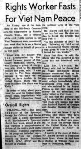 Art Emery fasts for peace