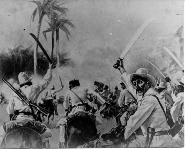 El contraalmirante Patricio Montojo y Pasarón sitúa sus tropas en Manila