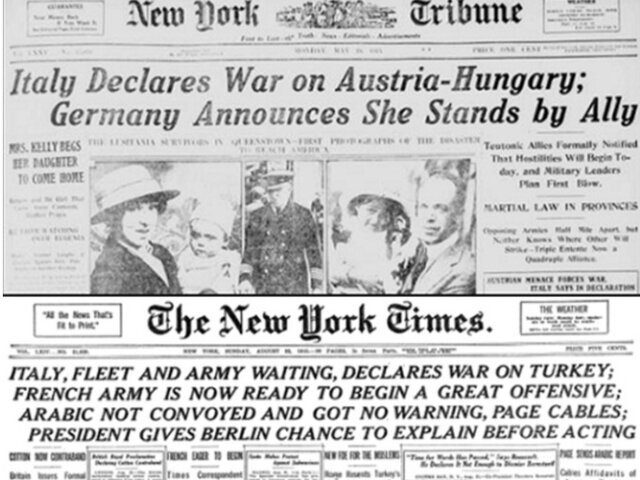 Italy declares war on Austria-Hungary